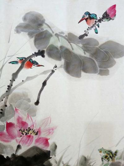 高勇利日记-国画《荷塘清趣》，高勇利
69*69cm
軟片未裝裱【图4】