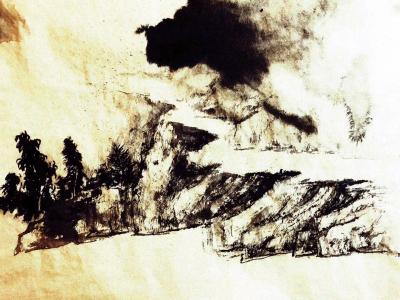 张近生日记-泼 墨 进 行 中 ........（大画分部）。张近生国画作品【图2】