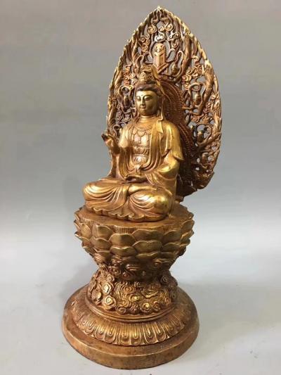 东方古玩城堡收藏-回流老铜器鎏金背光释迦摩尼佛摆件，尺寸细节如图，重4340克，喜欢就私聊我【图3】