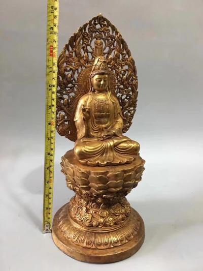 东方古玩城堡收藏-回流老铜器鎏金背光释迦摩尼佛摆件，尺寸细节如图，重4340克，喜欢就私聊我【图7】