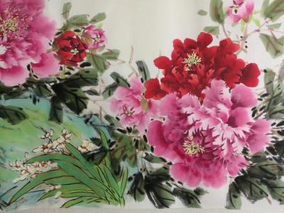 王长泉日记-国画牡丹《花开富贵春满园》，尺寸180×98，新完成的客户订制，分享图片，存档
【图2】