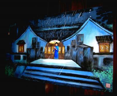 潘宁秋日记-《梦中江南》我的个性、新颖国画山水。采取摄影中的光与影的手法，120cmX60c【图4】