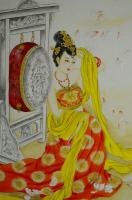 艺术家韩梅日记:人物工笔画，《古典美女》，四尺整张
韩梅 画作【图1】