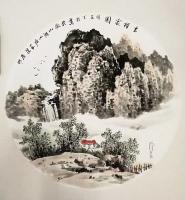 艺术家陈庆明日记:国画山水圆扇一组，陈庆明作品【图0】