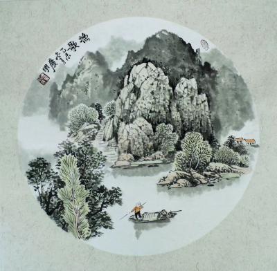 陈庆明日记-国画山水圆扇一组，陈庆明作品【图3】
