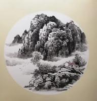 艺术家陈庆明日记:国画山水圆扇一组，陈庆明作品【图3】