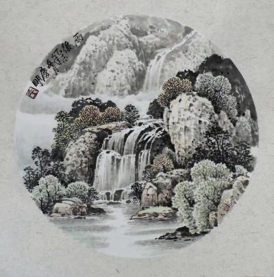 陈庆明日记-国画山水圆扇一组，陈庆明作品【图5】