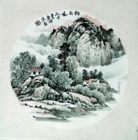 艺术家陈庆明日记:国画山水圆扇一组，陈庆明作品【图5】