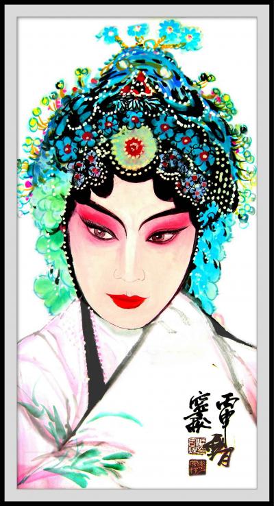 潘宁秋日记-戏曲国画《花旦系列》四尺四开69cmX35cm【图1】