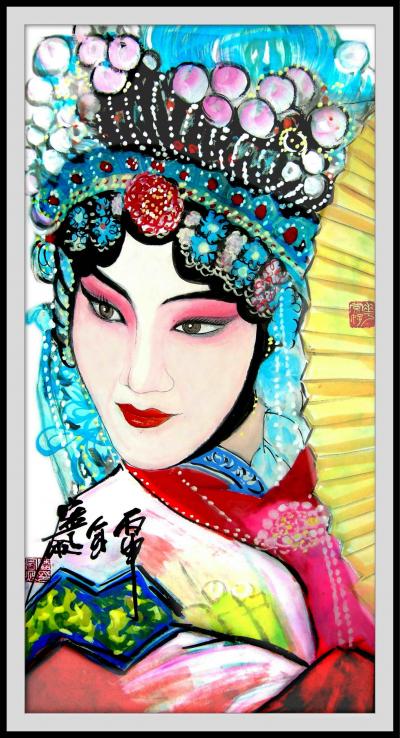 潘宁秋日记-戏曲国画《花旦系列》四尺四开69cmX35cm【图3】