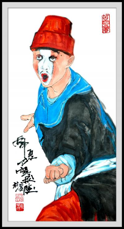 潘宁秋日记-戏曲国画《丑角系列》四尺四开69cmX35cm【图2】