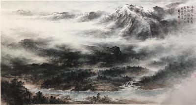 林伟权日记-林伟权国画山水，六尺整纸。【图1】