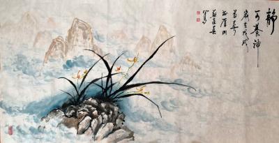 苏进春收藏-国画花鸟兰《静》，尺寸69×137cm，厦门客户订单两幅
苏进春 新作【图2】