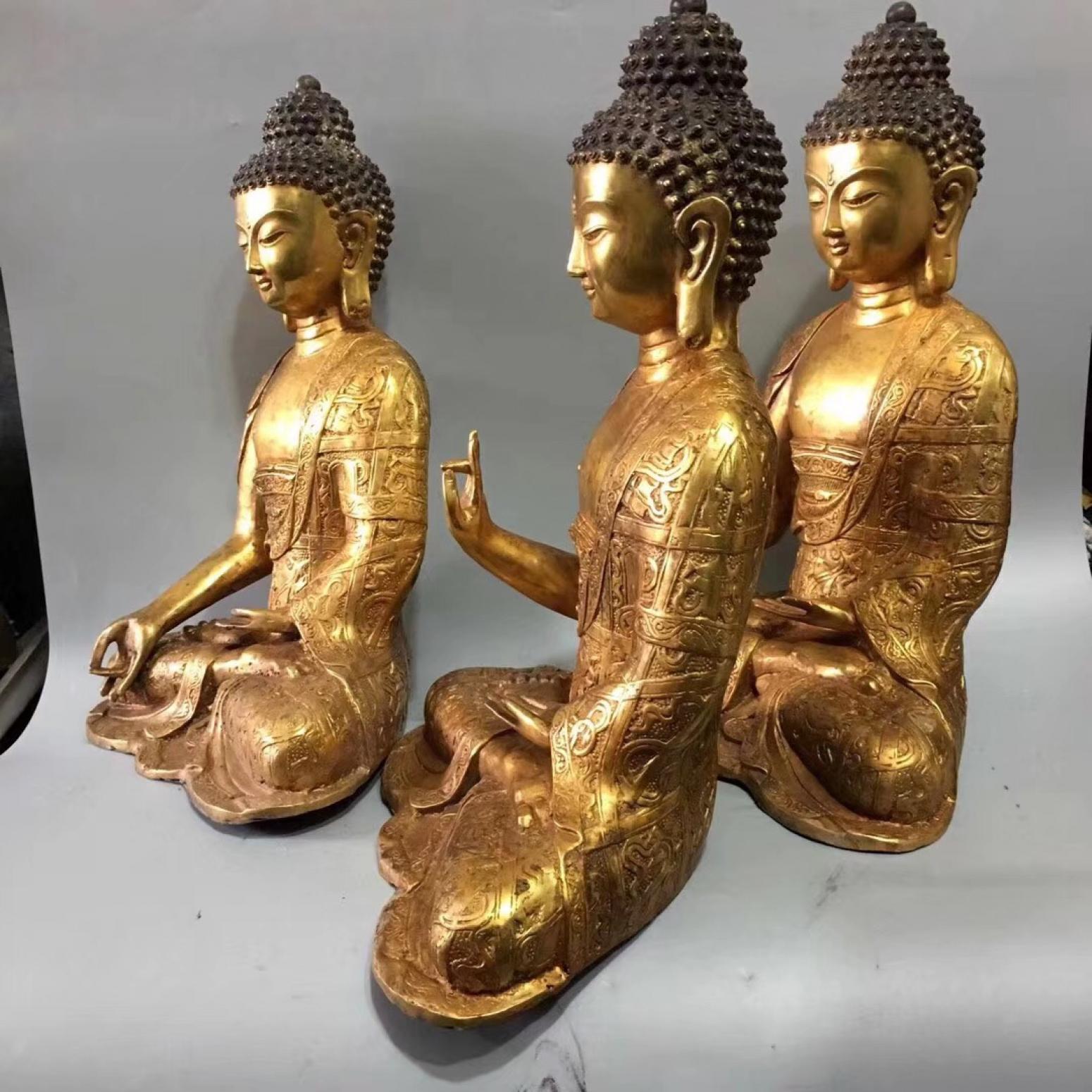 东方古玩城堡文玩杂项作品《三圣铜佛》【图0】