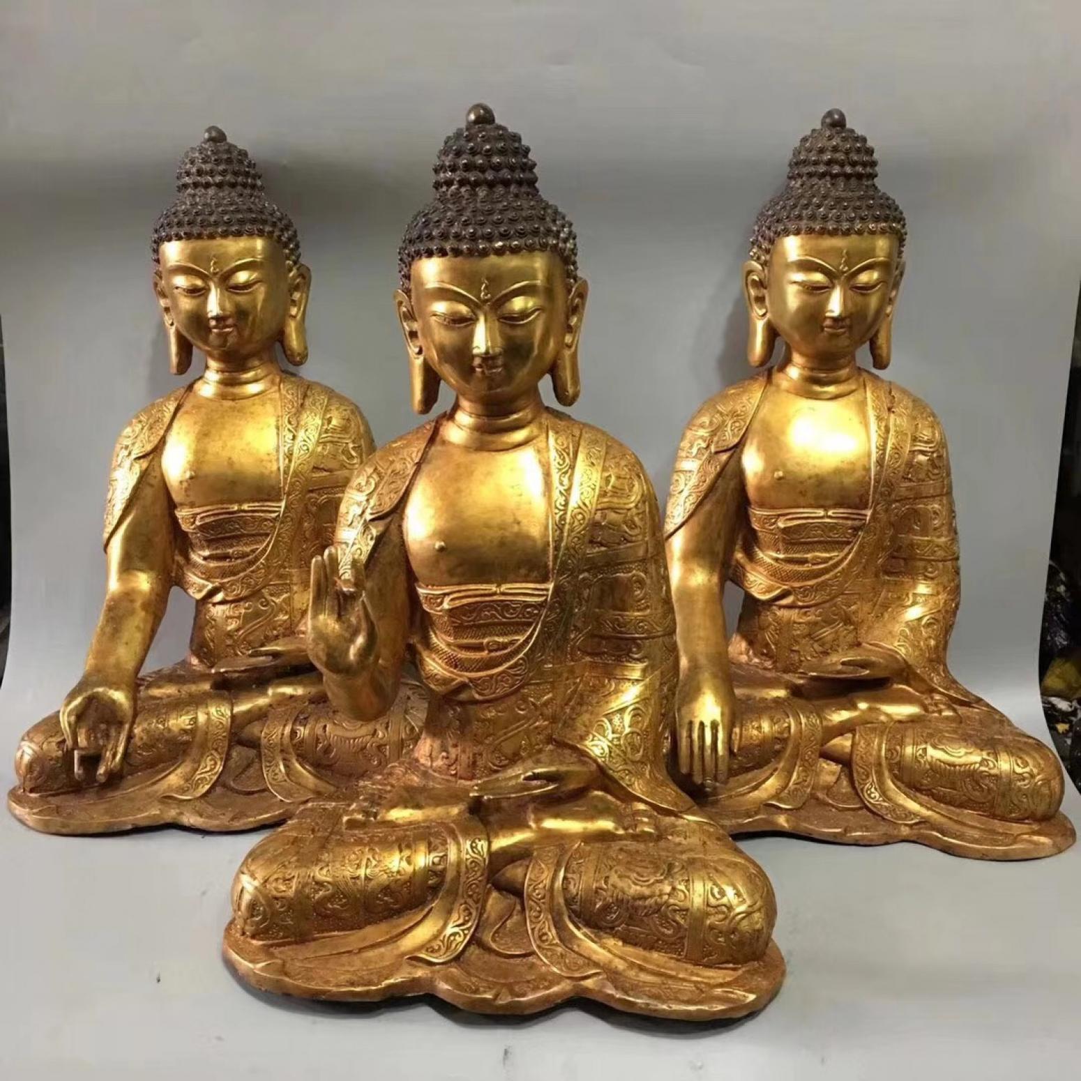 东方古玩城堡文玩杂项作品《三圣铜佛》