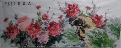 朱德宾日记-国画牡丹《大富贵》，尺寸69x139cm，可订制
朱德宾【图1】