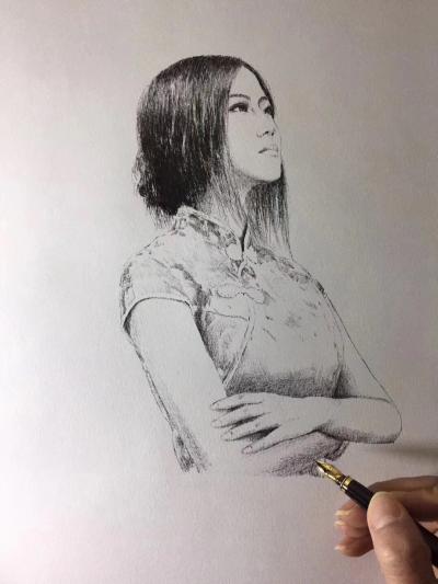 马国斌日记-马国斌人物钢笔画系列。【图3】