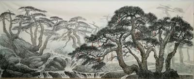 于立江日记-丈二新作《泉韵松声》，尺寸363cm x 145cm
空山新雨后，天气晚来秋，【图1】