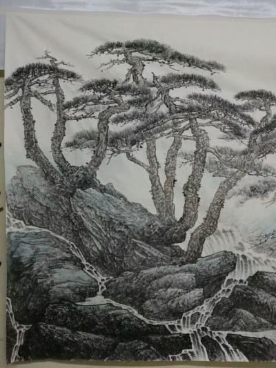 于立江日记-丈二新作《泉韵松声》，尺寸363cm x 145cm
空山新雨后，天气晚来秋，【图2】