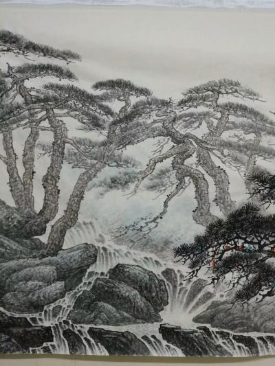 于立江日记-丈二新作《泉韵松声》，尺寸363cm x 145cm
空山新雨后，天气晚来秋，【图3】