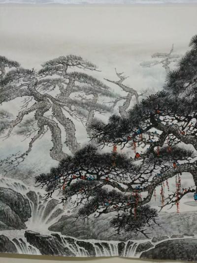 于立江日记-丈二新作《泉韵松声》，尺寸363cm x 145cm
空山新雨后，天气晚来秋，【图4】