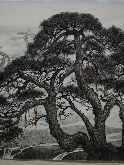 于立江日记-丈二新作《泉韵松声》，尺寸363cm x 145cm
空山新雨后，天气晚来秋，【图5】