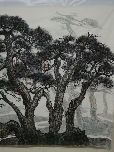于立江日记-丈二新作《泉韵松声》，尺寸363cm x 145cm
空山新雨后，天气晚来秋，【图6】