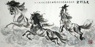 田光荣日记-田光荣国画作品《天马行空》，四尺整张。【图1】