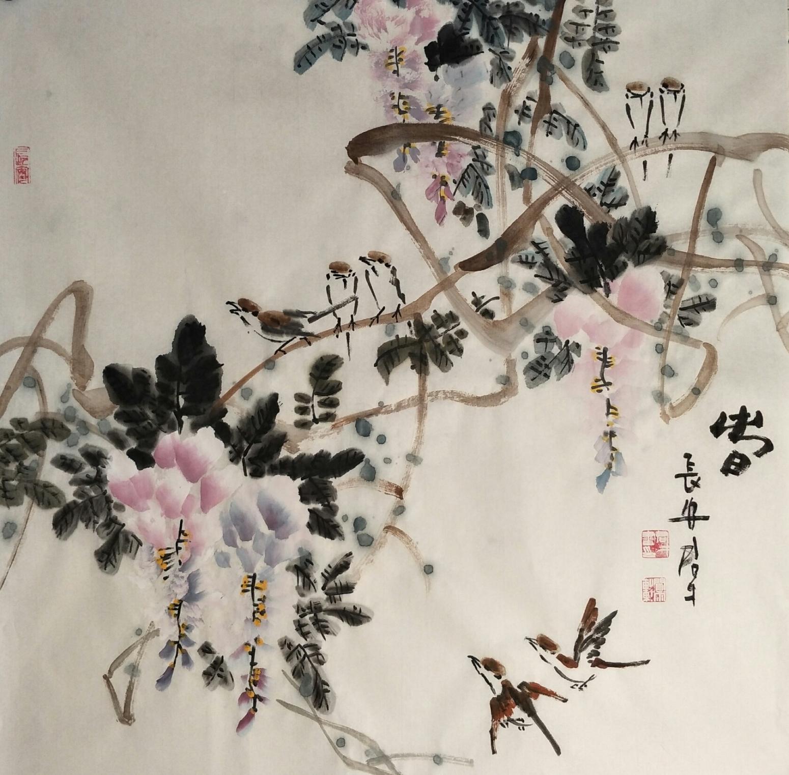 田君才国画作品《春》