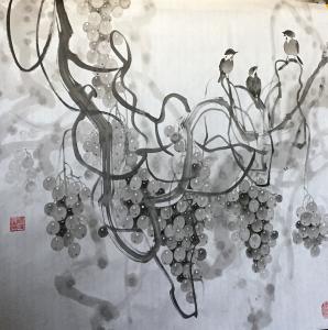 杨凌国画作品《硕果累累》议价