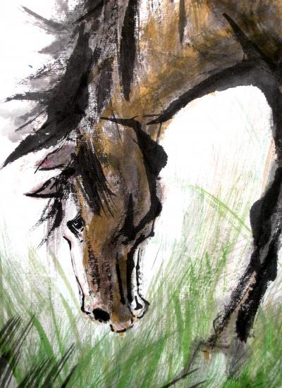 潘宁秋日记-我的国画马系列《风调雨顺，骏逸祥和。》
六尺整张【图6】