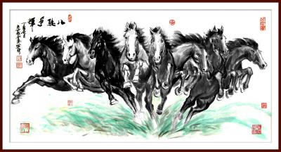 潘宁秋日记-我的国画马系列《八骏争辉》
四尺整张138cmX69cm【图1】