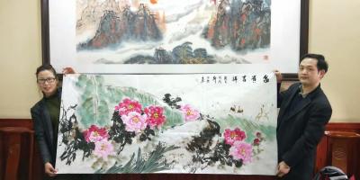 汪琼收藏-国画牡丹《富贵吉祥》，尺寸95x180cm，
笔会作品
汪琼【图2】