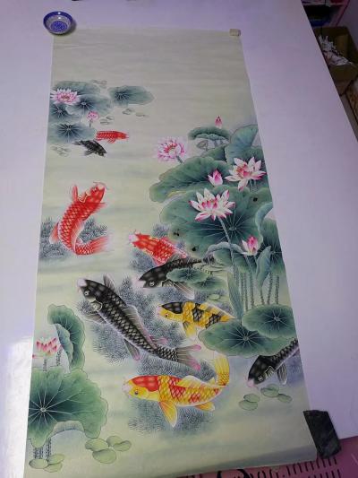 胡记领日记-四尺荷花和鱼系列，胡记领【图5】