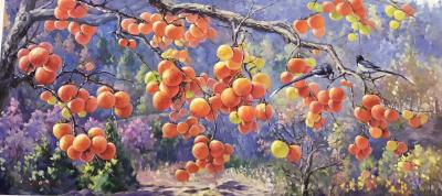 周海波日记-柿柿平安.心想柿成！油画，周海波【图3】