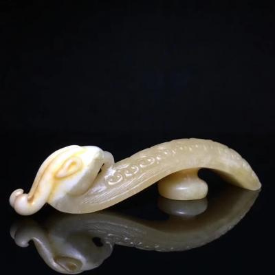 东方古玩城堡收藏-老和田玉凤玉代勾手把件摆件，细节如图，尺寸11.5×2.4×2.0厘米，重63.【图2】