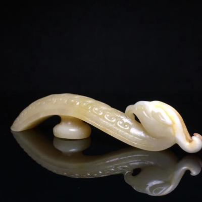 东方古玩城堡收藏-老和田玉凤玉代勾手把件摆件，细节如图，尺寸11.5×2.4×2.0厘米，重63.【图6】