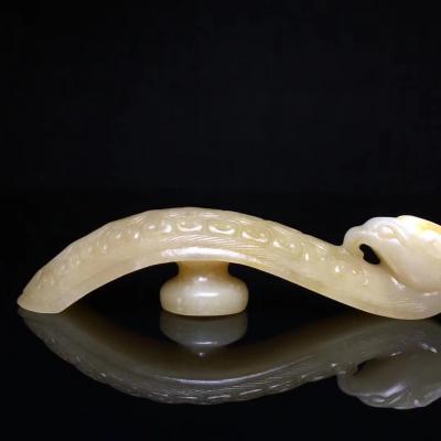 东方古玩城堡收藏-老和田玉凤玉代勾手把件摆件，细节如图，尺寸11.5×2.4×2.0厘米，重63.【图7】