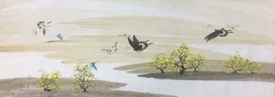 魏建军日记-国画动物类《蝴蝶闹春图》，三幅。新进完成，与众好友分享。
魏建军  画【图1】