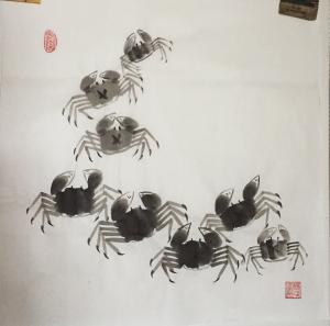杨凌国画作品《蟹》议价