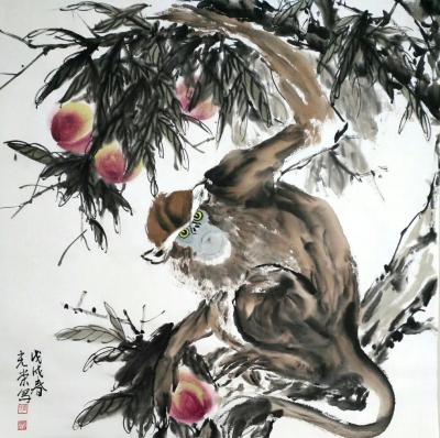 田光荣日记-四尺斗方《申猴》，田光荣国画作品【图1】