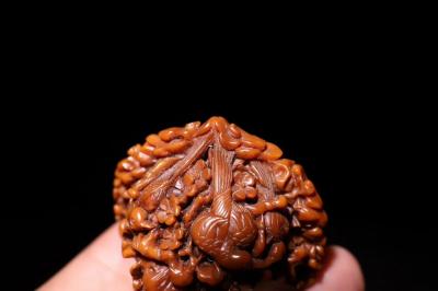 东方古玩城堡收藏-晚清，老核桃雕“喜上眉梢”摆件一对，此件藏品取料上乘稀少，巧雕工艺精湛，刀法犀利【图6】