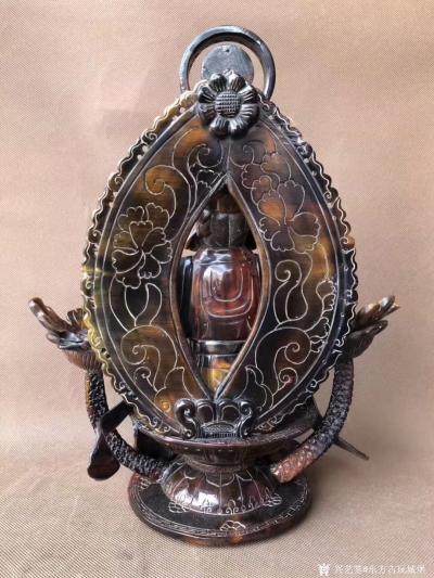 东方古玩城堡收藏-回流老牛角雕刻观音佛像摆件，细节如图，尺寸34×27×17厘米，喜欢的聊我【图4】