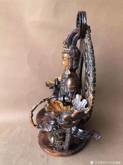 东方古玩城堡收藏-回流老牛角雕刻观音佛像摆件，细节如图，尺寸34×27×17厘米，喜欢的聊我【图8】