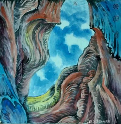 刘应雄日记-刘应雄美國之旅中国画作品（二）------羚羊谷的旋律。美國羚羊谷是北美印地安人【图3】