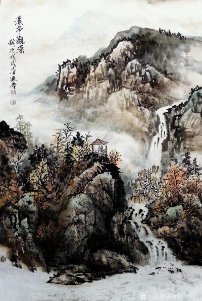 高勇利日记-国画山水《溪亭觀瀑》
四呎三開
69*45cm
高勇利【图1】