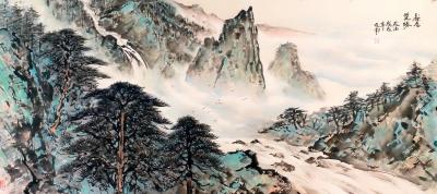 李亚南日记-李亚南书画工作室作品   松崖揽胜图  尺寸150cmx70cm   水墨纸本【图4】