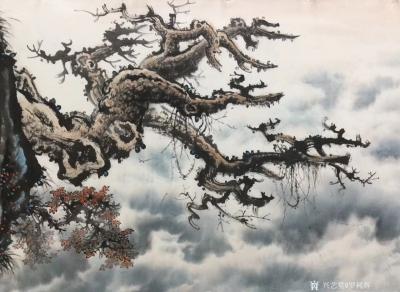 罗树辉日记-新作国画苍松《龙腾》，尺寸四尺整张，
罗树辉【图1】