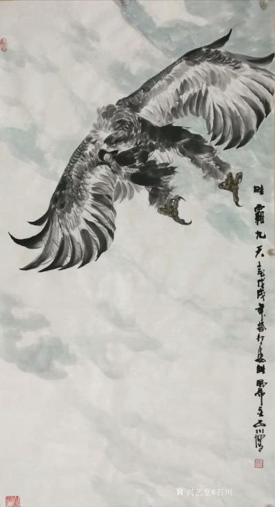 石川日记-国画动物 雄鹰系列作品《雄霸九天》    《鹏程万里》。
在今日之中国画坛，在【图2】