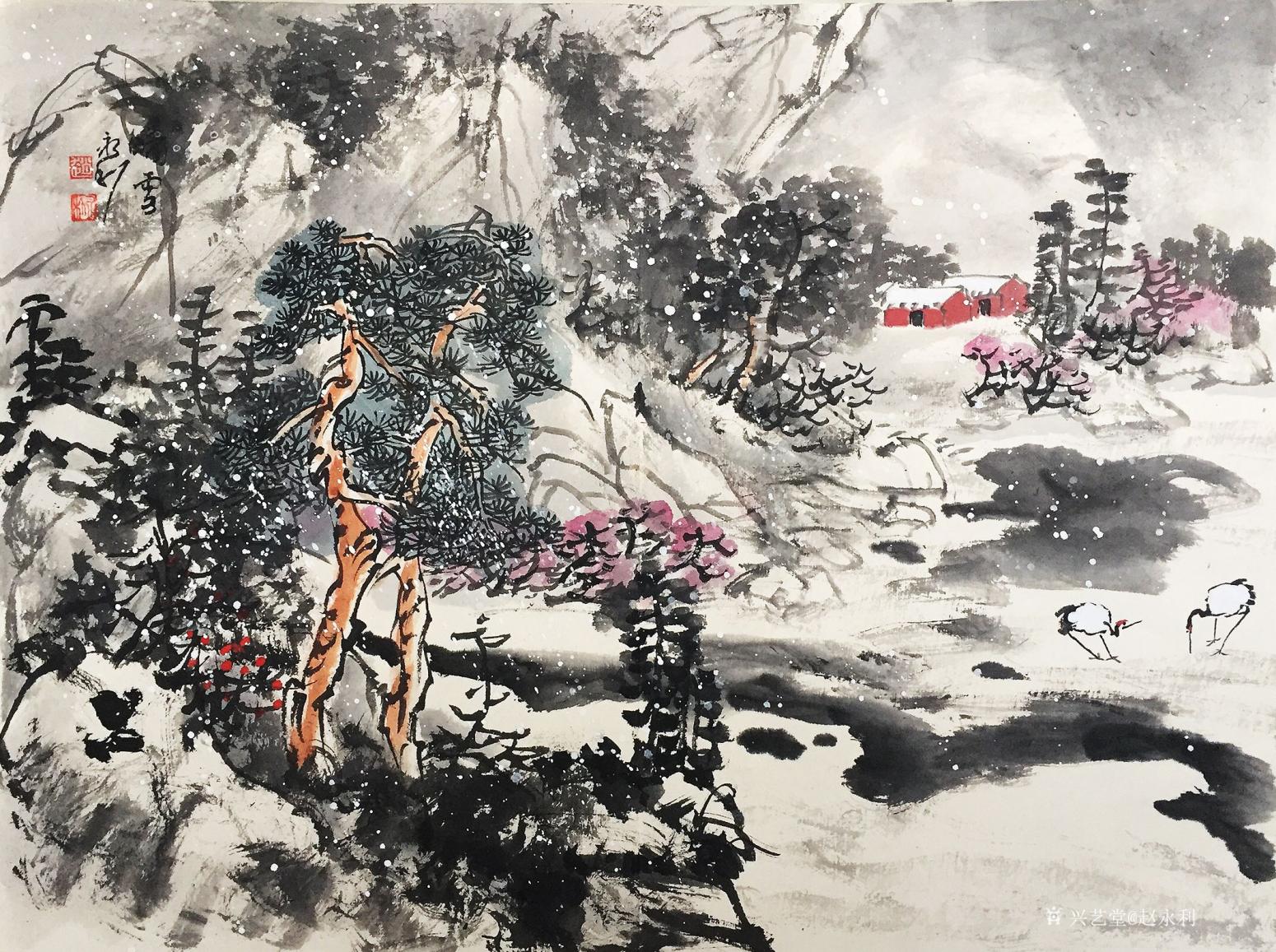 赵永利国画作品《雪韵》
